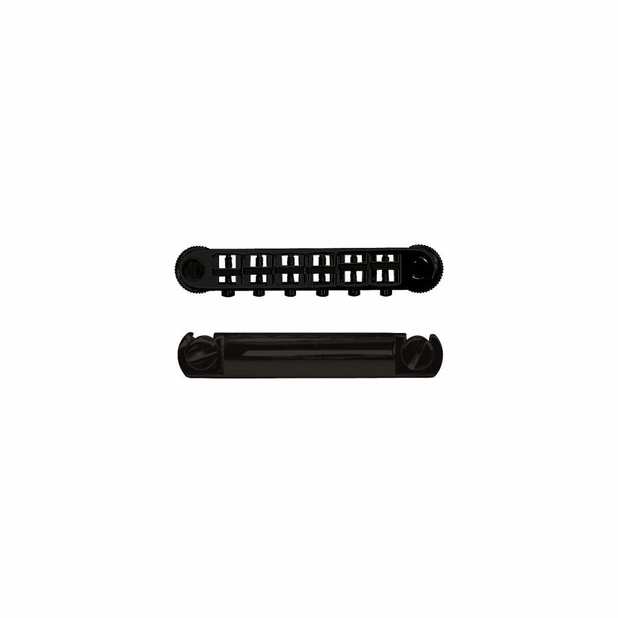 Basses TonePros Fretted Instrument Accessories & Parts | Tonepros Metric Locking Tune-O-Matic/Tailpiece Set (Large Posts) Black