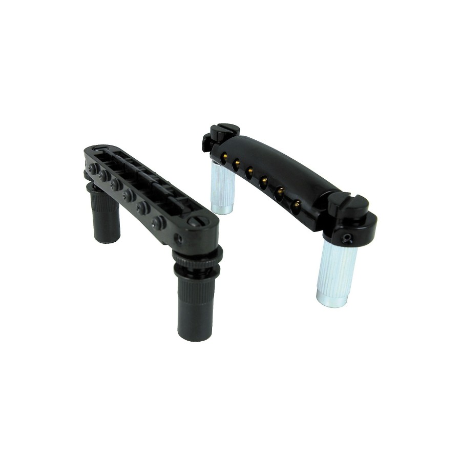 Basses TonePros Fretted Instrument Accessories & Parts | Tonepros Metric Locking Tune-O-Matic/Tailpiece Set (Large Posts) Black