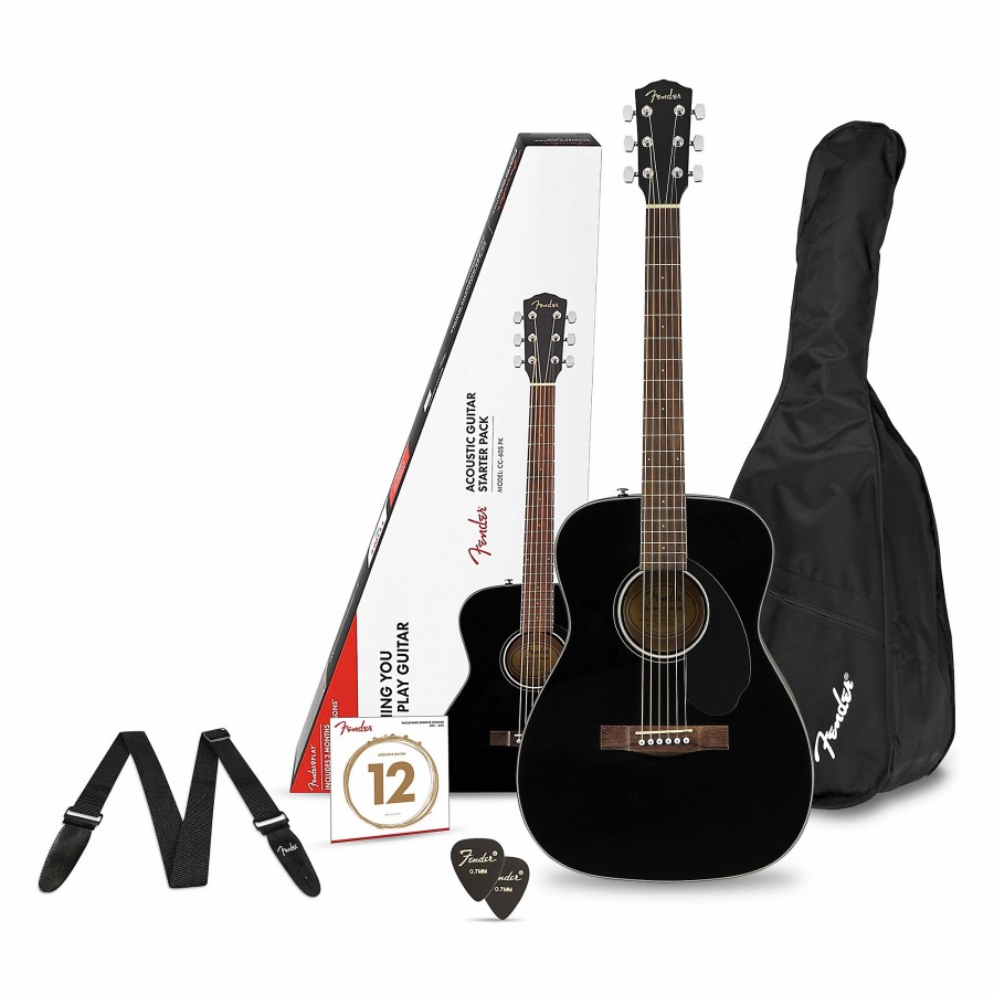 Guitars Fender | Fender Cc-60S Concert Acoustic Guitar Pack Black