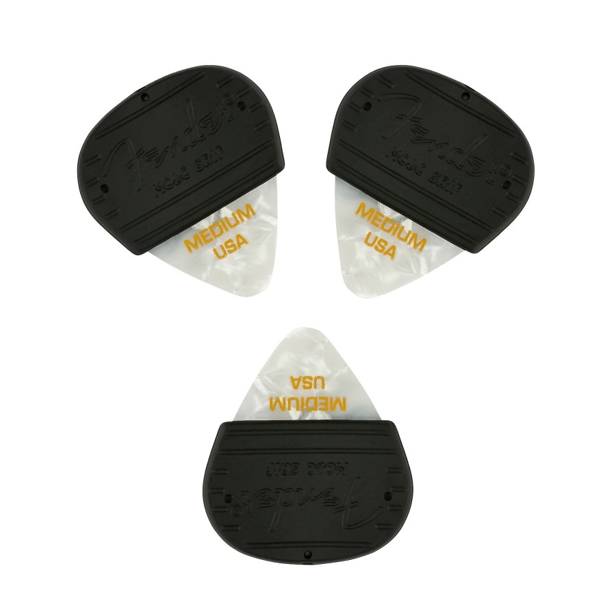 Guitars Fender Guitar Picks | Fender Mojo Grip 351 Guitar Picks (3-Pack) White Moto Medium