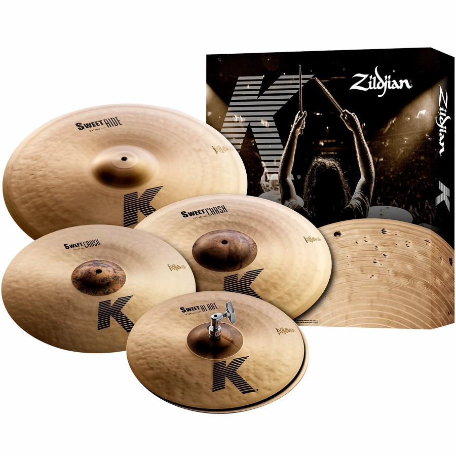 Drums Zildjian Cymbal Packs | Zildjian K Sweet Cymbal Pack, 14", 16", 18", 21" With Free 18" Crash