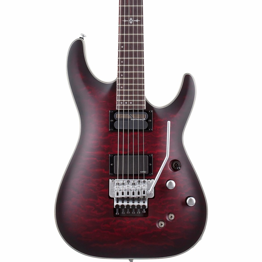 Guitars Schecter Guitar Research Solid Body | Schecter Guitar Research C-1 Platinum Fr-Sustainiac Electric Guitar Satin Crimson Red Burst