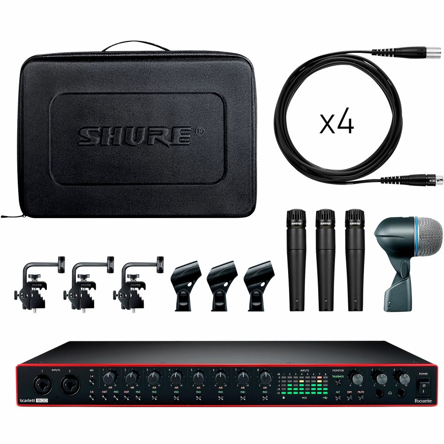 Recording Shure | Shure Drummer'S Track Pack Bundle With Focusrite Scarlett 18I20 And Shure Dmk57-52 Drum Microphone Kit