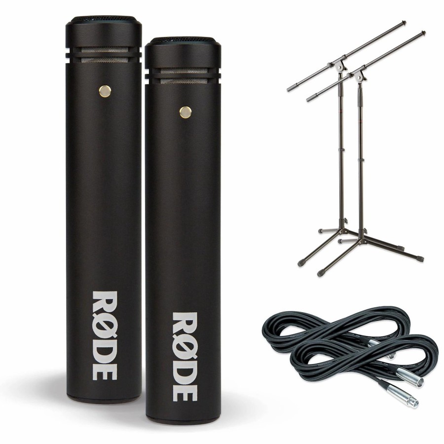 Mics & Wireless RODE | Rode M5 Compact 1/2" Condenser Microphone Matched Pair Cable And Stand Drum Overhead Package