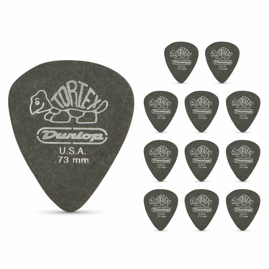 Guitars Dunlop Guitar Picks | Dunlop Tortex Pitch Black Standard Guitar Picks 1 Dozen .73 Mm