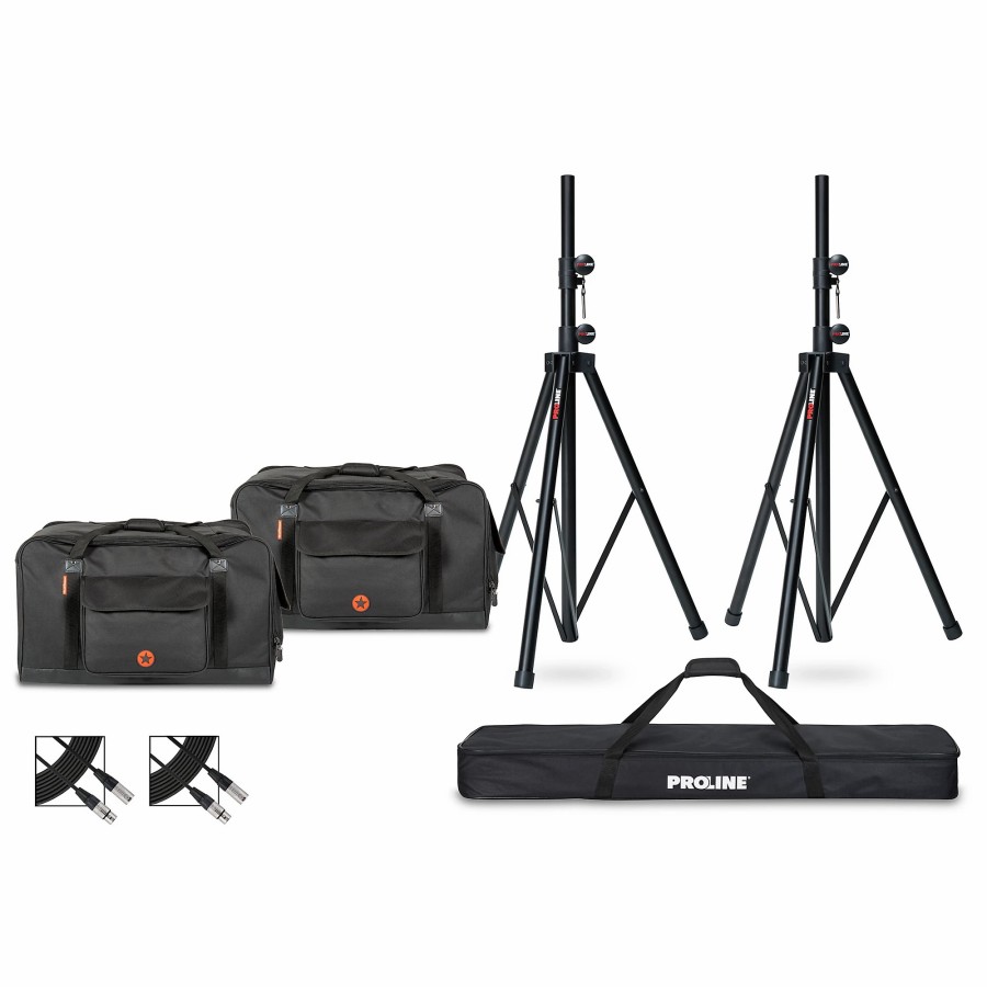 Live Sound Road Runner | Road Runner 12" Speaker Bag Bundle With Proline Speaker Stands And Cables