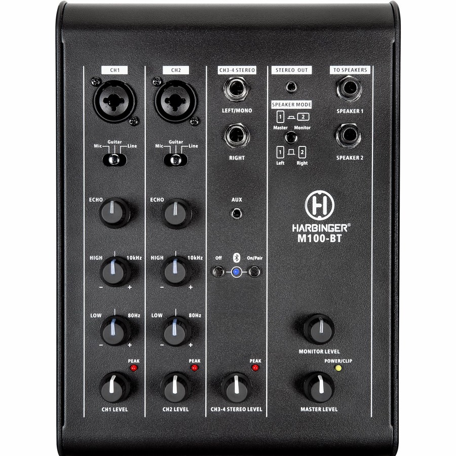 Live Sound Harbinger | Harbinger M100-Bt Portable Pa With Bluetooth And Custom Carry Bags 8" Mains