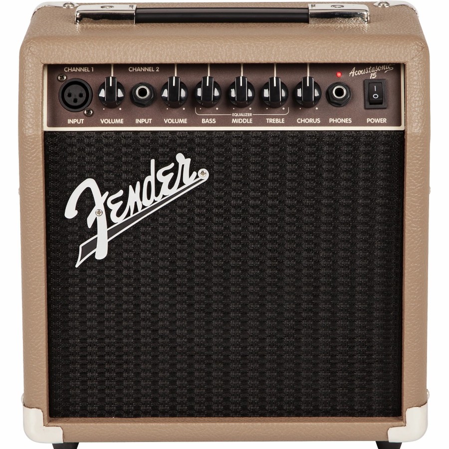 Amps & Effects Fender Acoustic Combo Guitar Amps | Fender Acoustasonic 15 Acoustic Combo Amp Tan