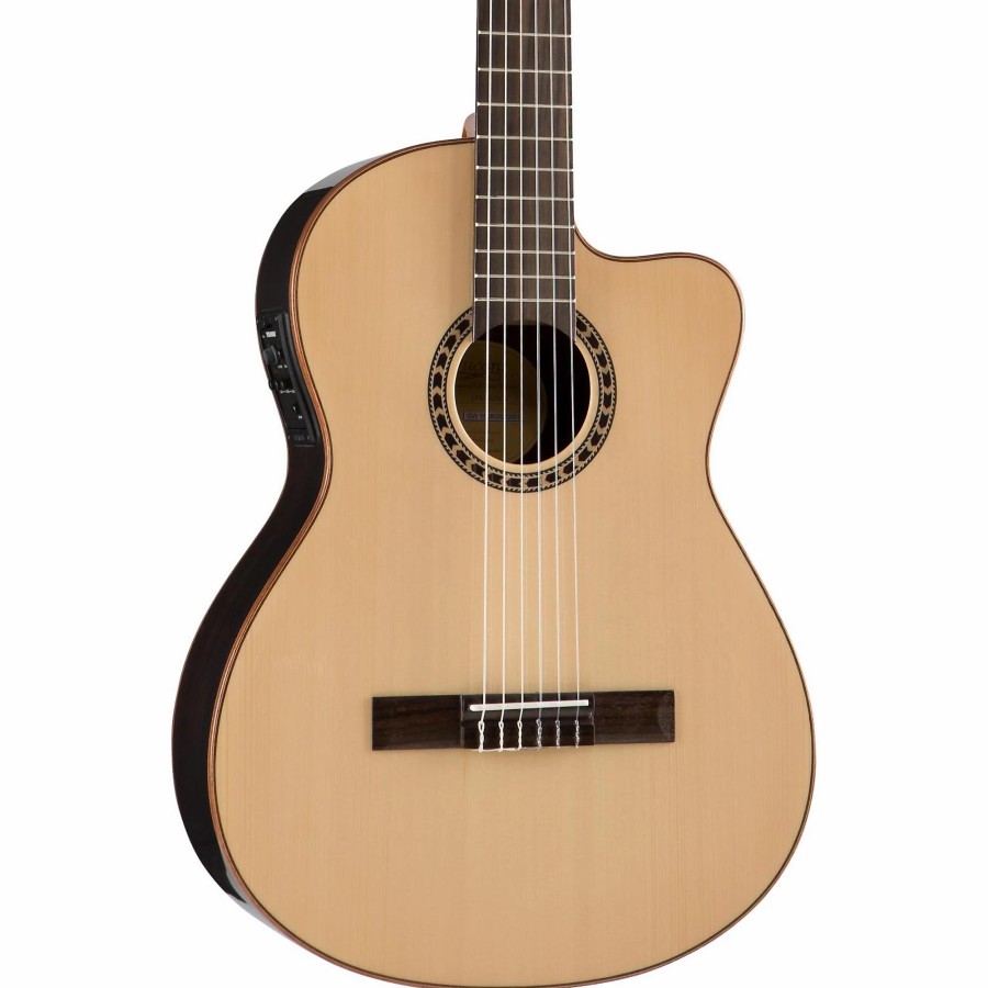 Guitars Lucero | Lucero Lfn200Sce Spruce/Rosewood Thinline Acoustic-Electric Classical Guitar Natural