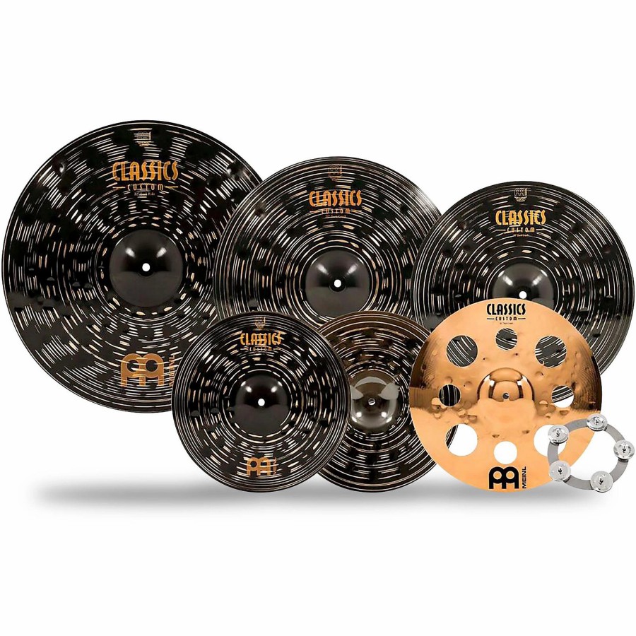 Drums MEINL Cymbal Packs | Meinl Classics Custom Dark Double Bonus Cymbal Set With Free Classics Custom Trash Crash And Ching Ring