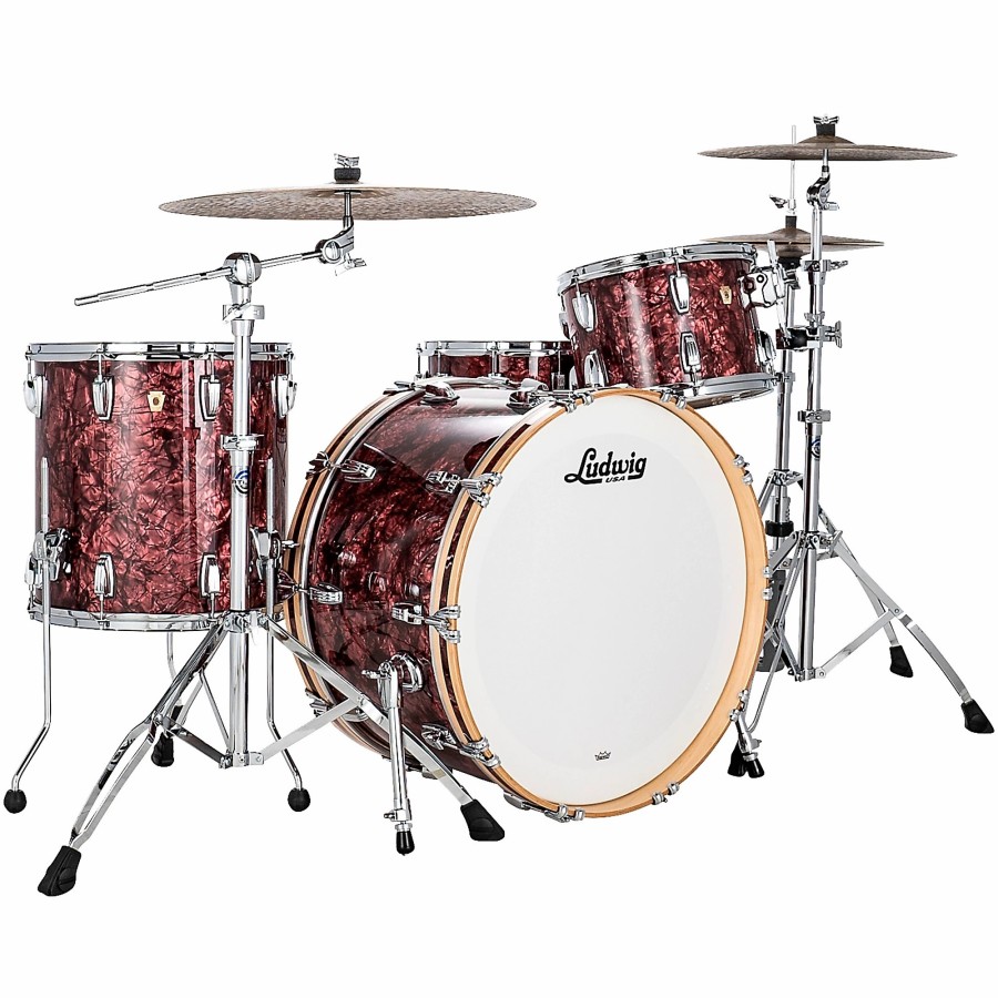 Drums Ludwig Drum Sets | Ludwig Classic Maple 3-Piece Pro Beat Shell Pack With 24" Bass Drum Burgundy Pearl