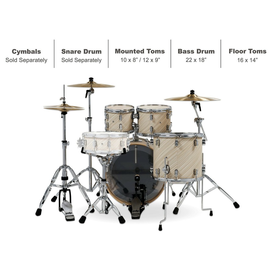 Drums PDP by DW Drum Sets | Pdp By Dw Concept Maple 4-Piece Shell Pack With Chrome Hardware Twisted Ivory