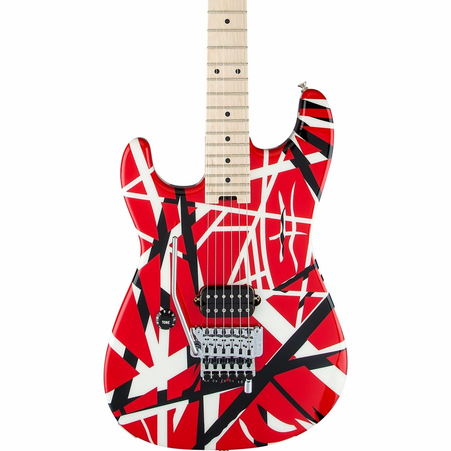 Guitars EVH Left Handed | Evh Striped Series Left-Handed Electric Guitar Red, Black, And White Stripes