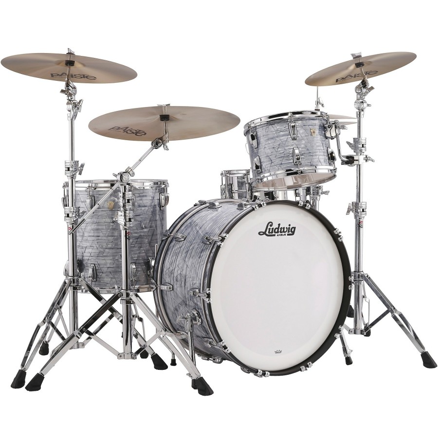 Drums Ludwig Drum Sets | Ludwig Classic Maple 3-Piece Pro Beat Shell Pack With 24" Bass Drum Sky Blue Pearl