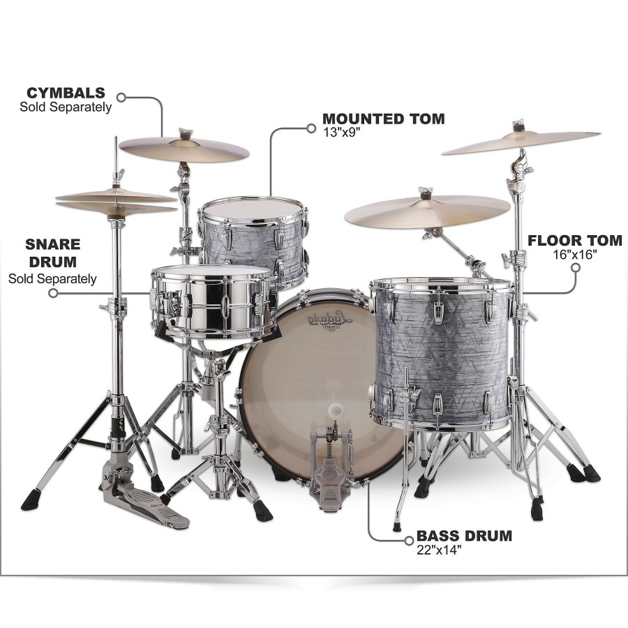 Drums Ludwig Drum Sets | Ludwig Classic Maple 3-Piece Pro Beat Shell Pack With 24" Bass Drum Sky Blue Pearl