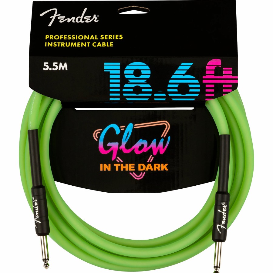 Guitars Fender Instrument Cables | Fender Professional Series Glow In The Dark Straight To Straight Instrument Cable 18.6 Ft. Green