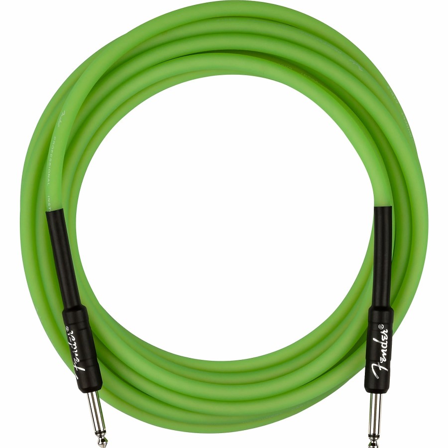 Guitars Fender Instrument Cables | Fender Professional Series Glow In The Dark Straight To Straight Instrument Cable 18.6 Ft. Green