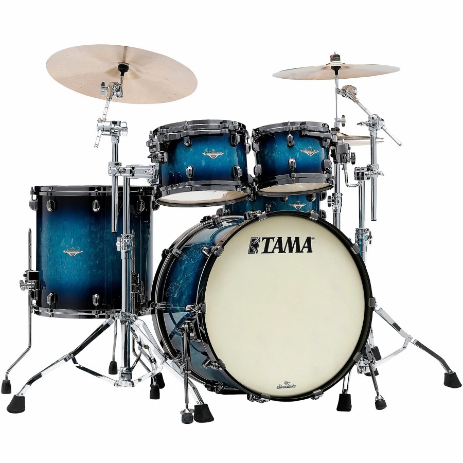 Drums TAMA Drum Sets | Tama Starclassic Maple 4-Piece Shell Pack With Black Nickel Hardware And 22" Bass Drum Molten Electric Blue Burst