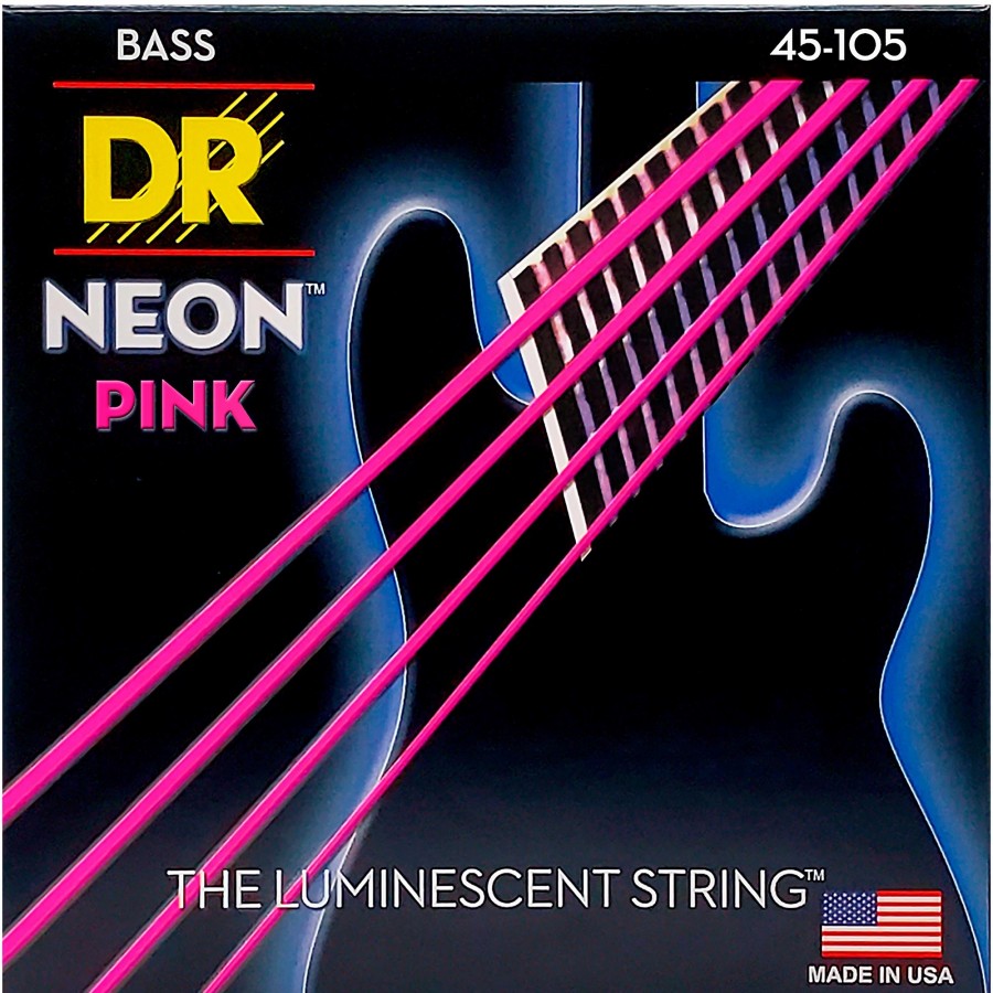 Basses DR Strings Bass Guitar Strings | Dr Strings Neon Hi-Def Pink Bass Superstrings Medium 4-String