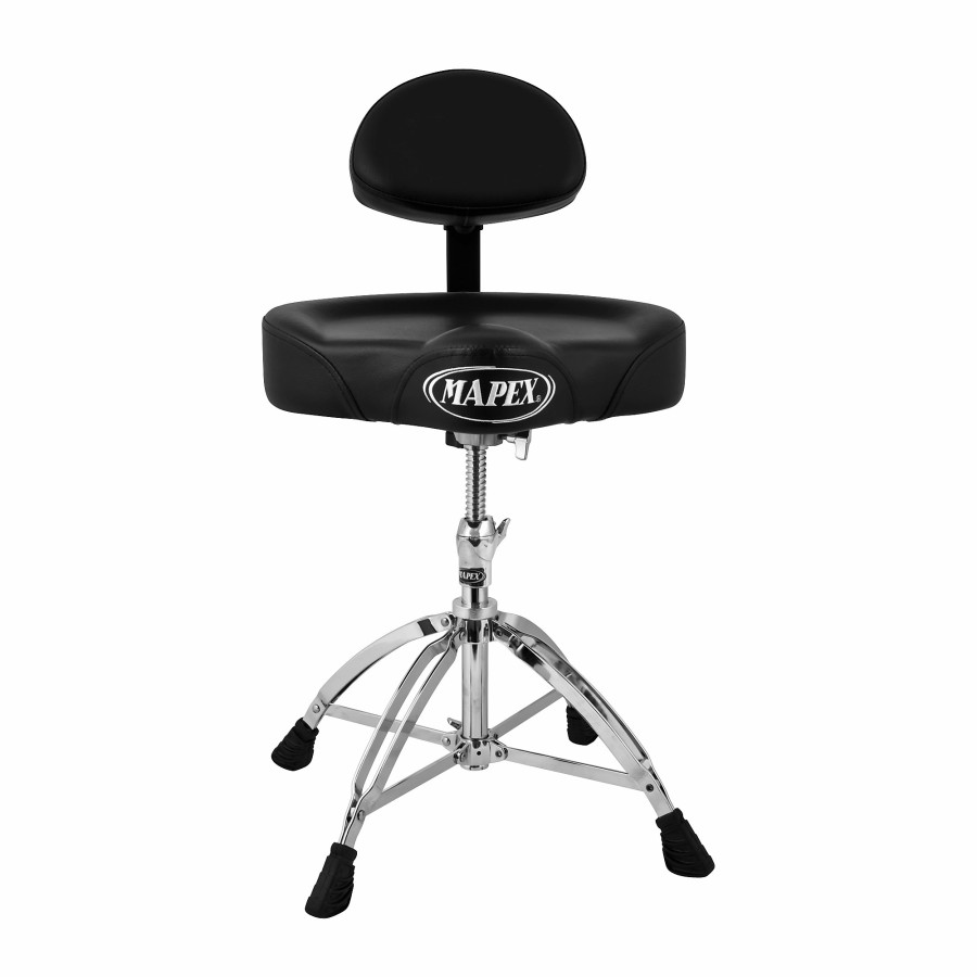 Drums Mapex | Mapex T775 Saddle Top Drum Throne With Back Rest And 4 Double-Braced Legs