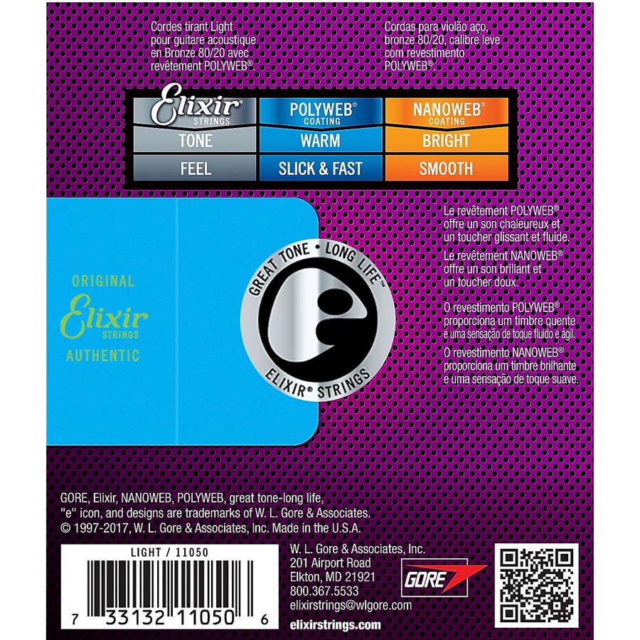 Guitars Elixir Guitar Strings | Elixir Polyweb Acoustic Guitar Strings - .012-.053 Light