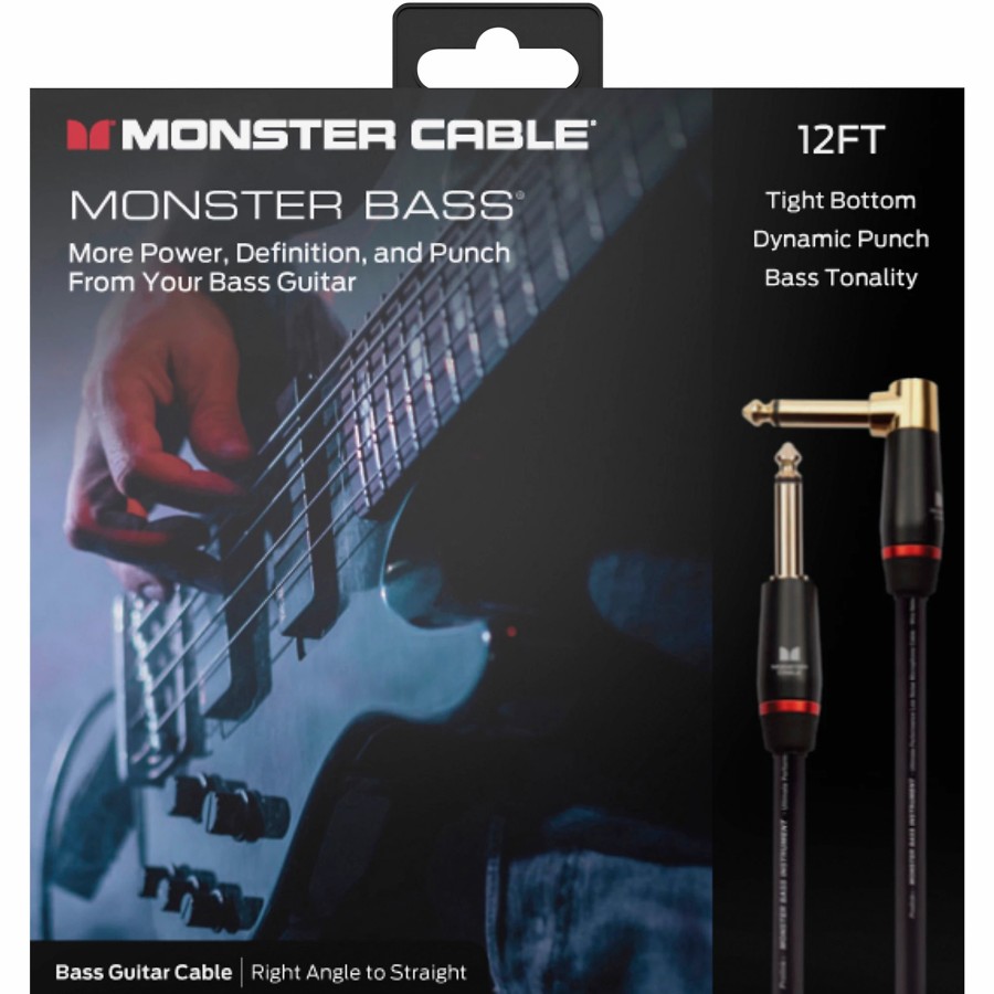 Guitars Monster Cable Instrument Cables | Monster Cable Prolink Monster Bass Pro Audio Instrument Cable, Right Angle To Straight 12 Ft. Black