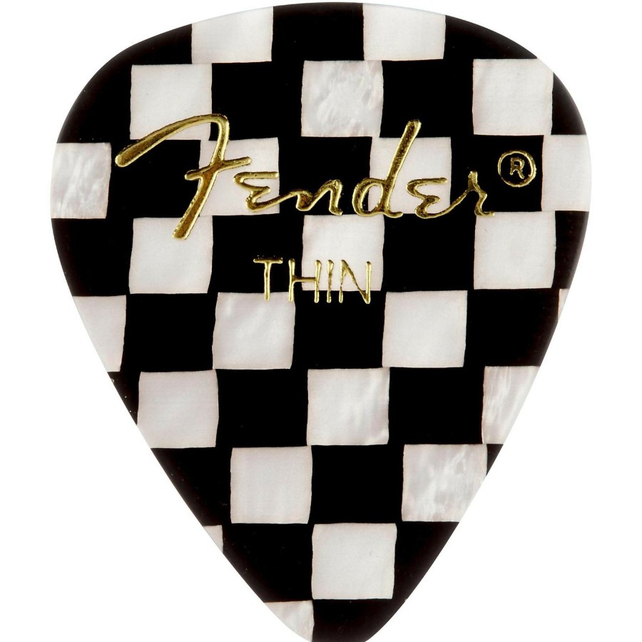 Guitars Fender Guitar Picks | Fender 351 Shape Premium Picks, Checker Celluloid Thin 12 Pack