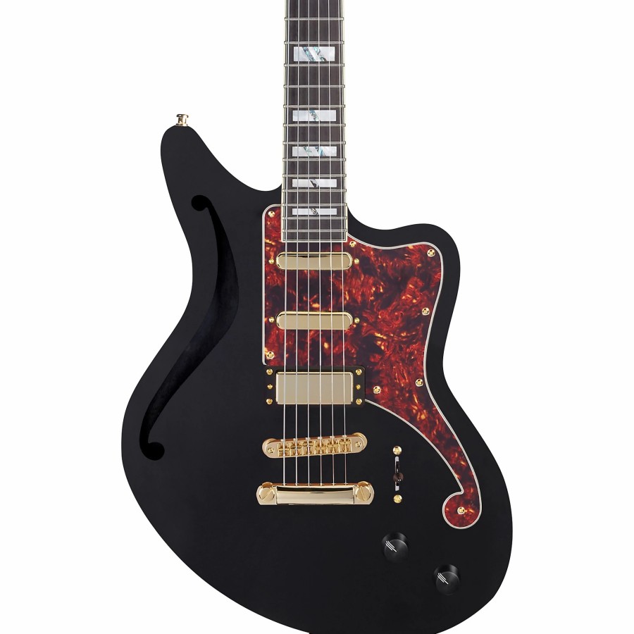 Guitars D'Angelico Hollow & Semi-Hollow Body | D'Angelico Deluxe Series Bedford Sh Electric Guitar With Usa Seymour Duncan Pickups And Stopbar Tailpiece Black