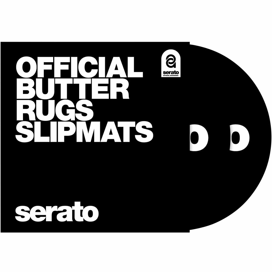 Dj Equipment SERATO | Serato Pair Of 12" Black Butter Rug Slipmats With White Logo