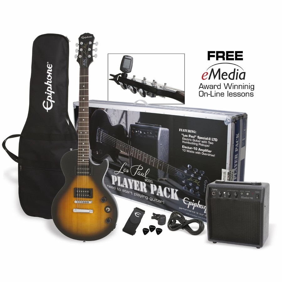 Guitars Epiphone Solid Body | Epiphone Les Paul Electric Guitar Player Pack Vintage Sunburst