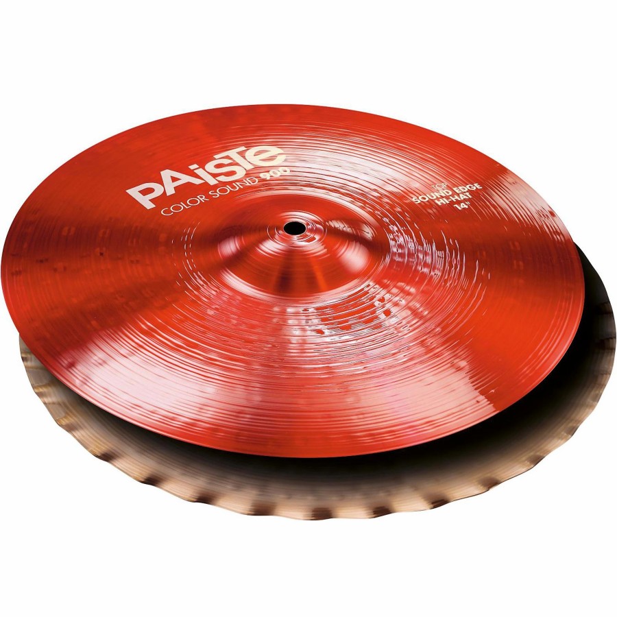 Drums Paiste Hi-Hat Cymbals | Paiste Colorsound 900 Sound Edge Hi Hat Cymbal Red 14 In. Pair