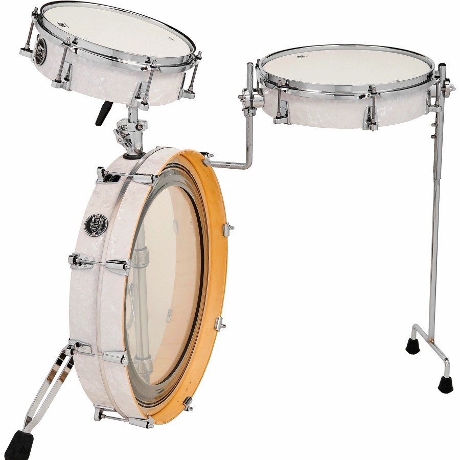 Drums DW Drum Sets | Dw Performance Series 3-Piece Low Pro Travel Shell Pack White Marine Pearl