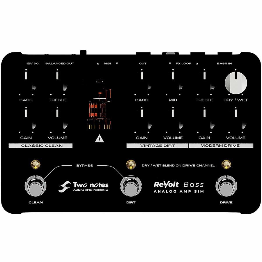 Basses Two Notes AUDIO ENGINEERING Bass Effects | Two Notes Audio Engineering Revolt 3-Channel All-Analog Bass Simulator And Di Pedal Black