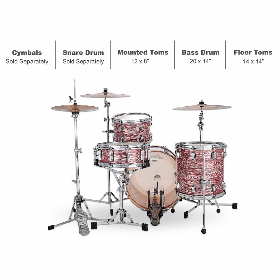 Drums Ludwig Drum Sets | Ludwig Classic Maple 3-Piece Downbeat Shell Pack Pink Oyster