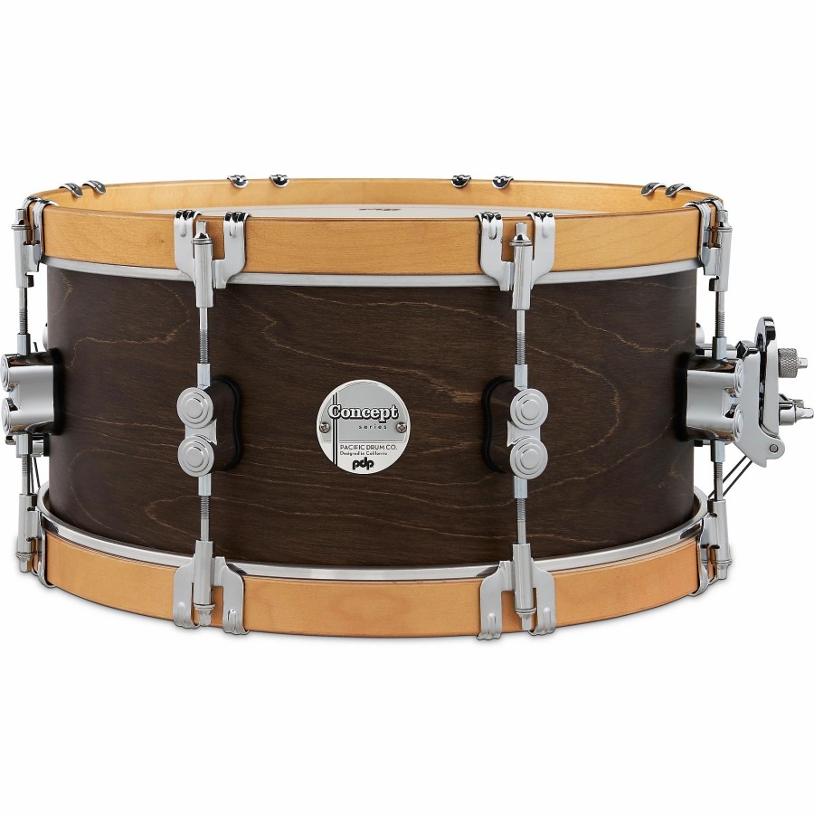 Drums PDP by DW Snare Drums | Pdp By Dw Concept Classic Snare Drum With Wood Hoops 14 X 6.5 In. Walnut/Natural Hoops