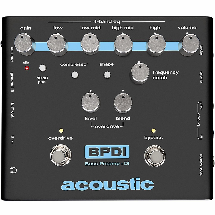 Basses Acoustic Bass Effects | Acoustic Bass Preamp + Di Pedal With Overdrive