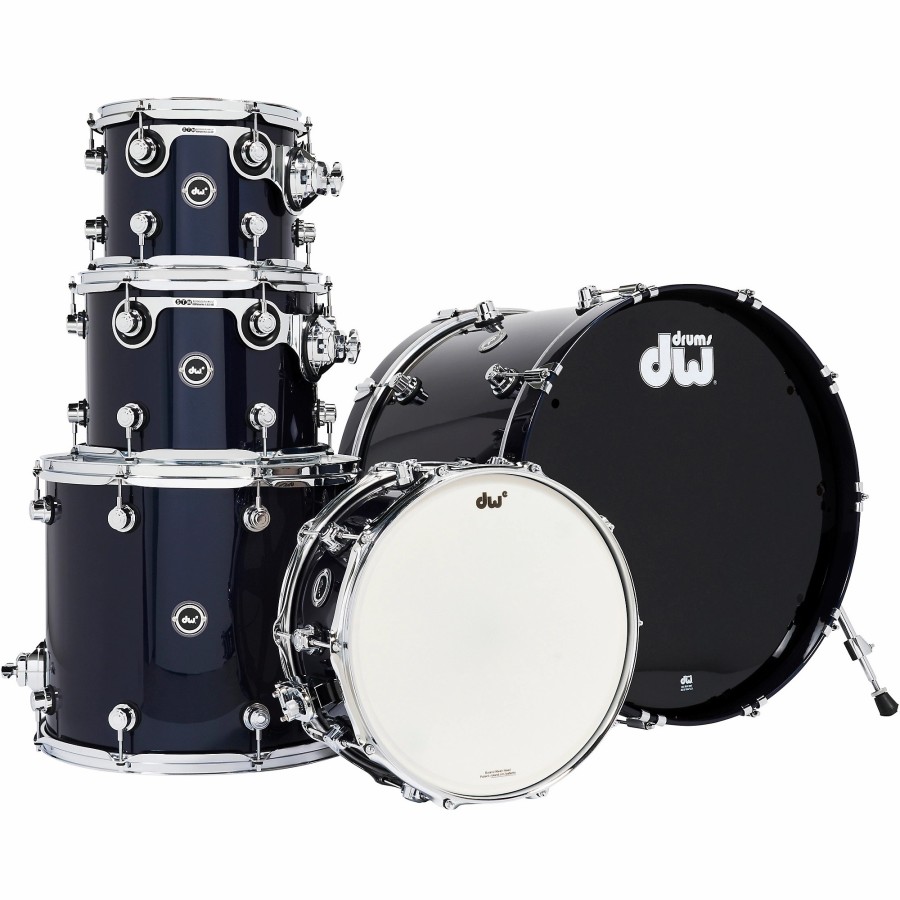 Drums DW Electronic Drum Sets | Dw Dwe Wireless Acoustic/Electronic Convertible 5-Piece Shell Pack With 22" Bass Drum Lacquer Custom Specialty Midnight Blue Metallic