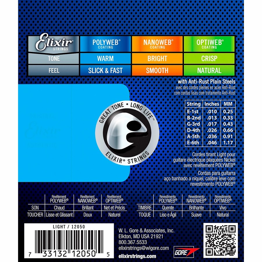 Guitars Elixir Guitar Strings | Elixir Polyweb Light (10-46) Electric Guitar Strings