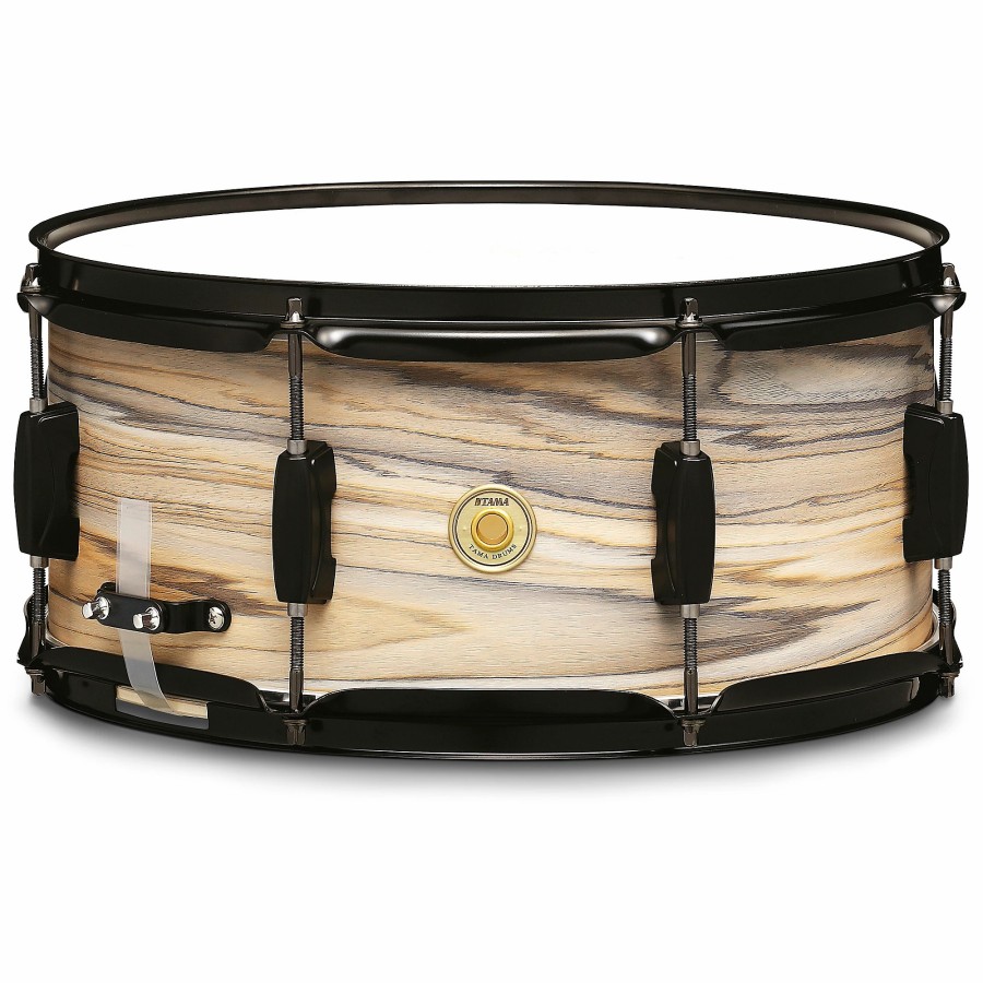 Drums TAMA Snare Drums | Tama Woodworks Poplar Snare Drum 14 X 6.5 In. Natural Zebrawood Wrap