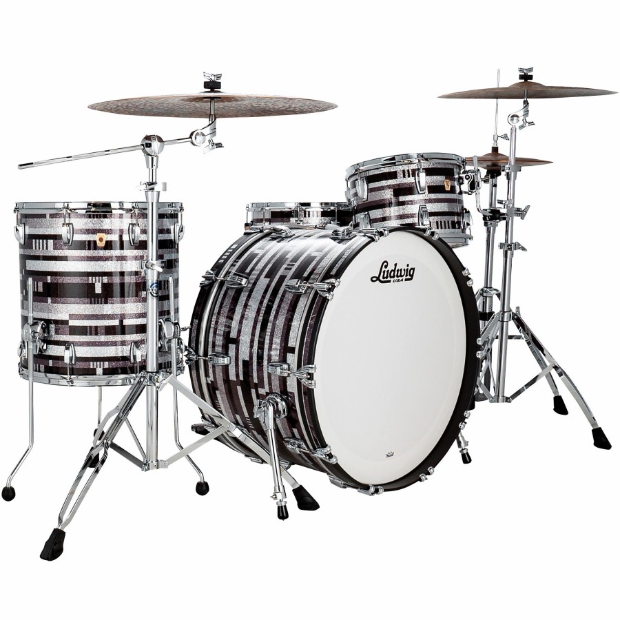 Drums Ludwig Drum Sets | Ludwig Classic Maple 3-Piece Pro Beat Shell Pack With 24 In. Bass Drum Digital Sparkle