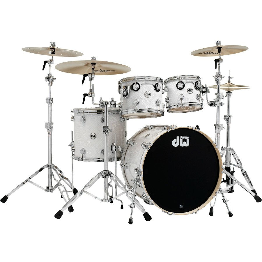 Drums DW Drum Sets | Dw Ssc Collector'S Series 4-Piece Shell Pack White Crystal Chrome Hardware