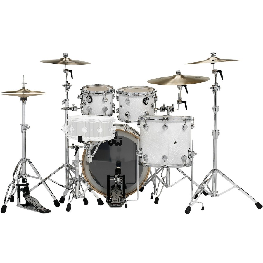 Drums DW Drum Sets | Dw Ssc Collector'S Series 4-Piece Shell Pack White Crystal Chrome Hardware