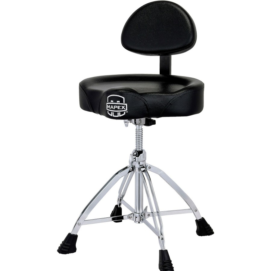 Drums Mapex | Mapex Saddle Top Drum Throne With Backrest And Double-Braced Quad Legs