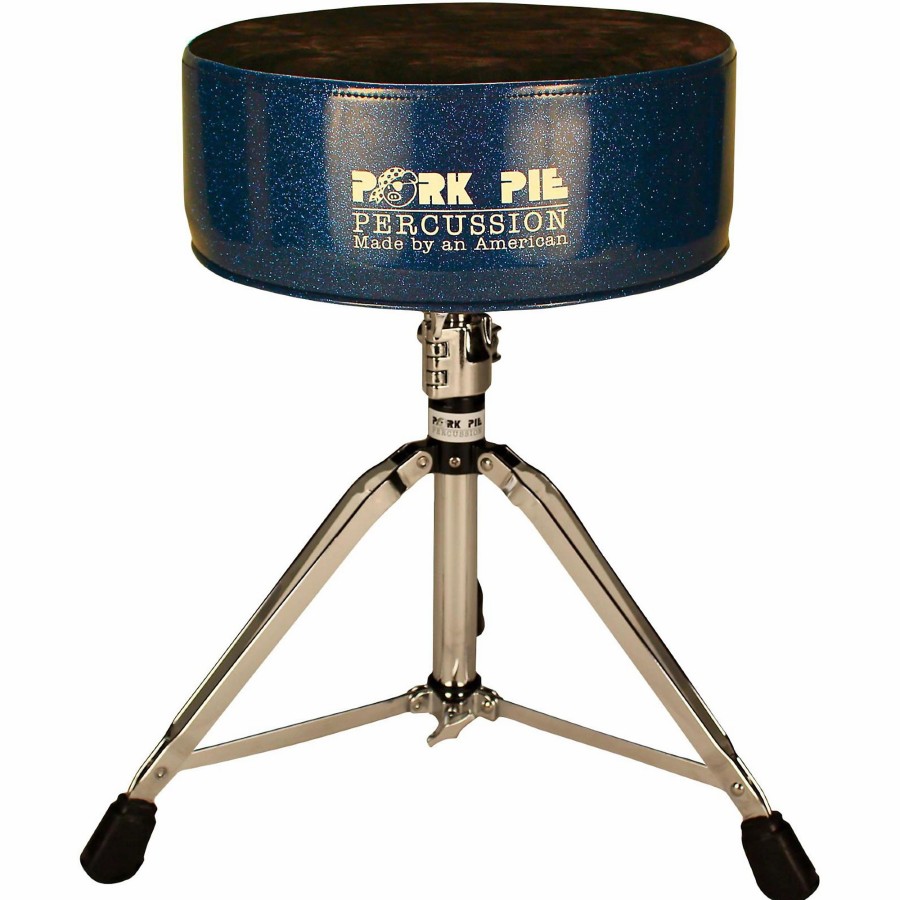 Drums Pork Pie | Pork Pie Round Throne With Black Crush Top Blue Sparkle