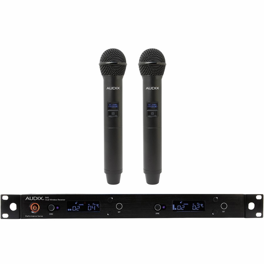 Mics & Wireless Audix | Audix Ap42 Om2 Dual Handheld Wireless Microphone System With R42 Two Channel Diversity Receiver And Two H60/Om2 Handheld Transmitters Band B