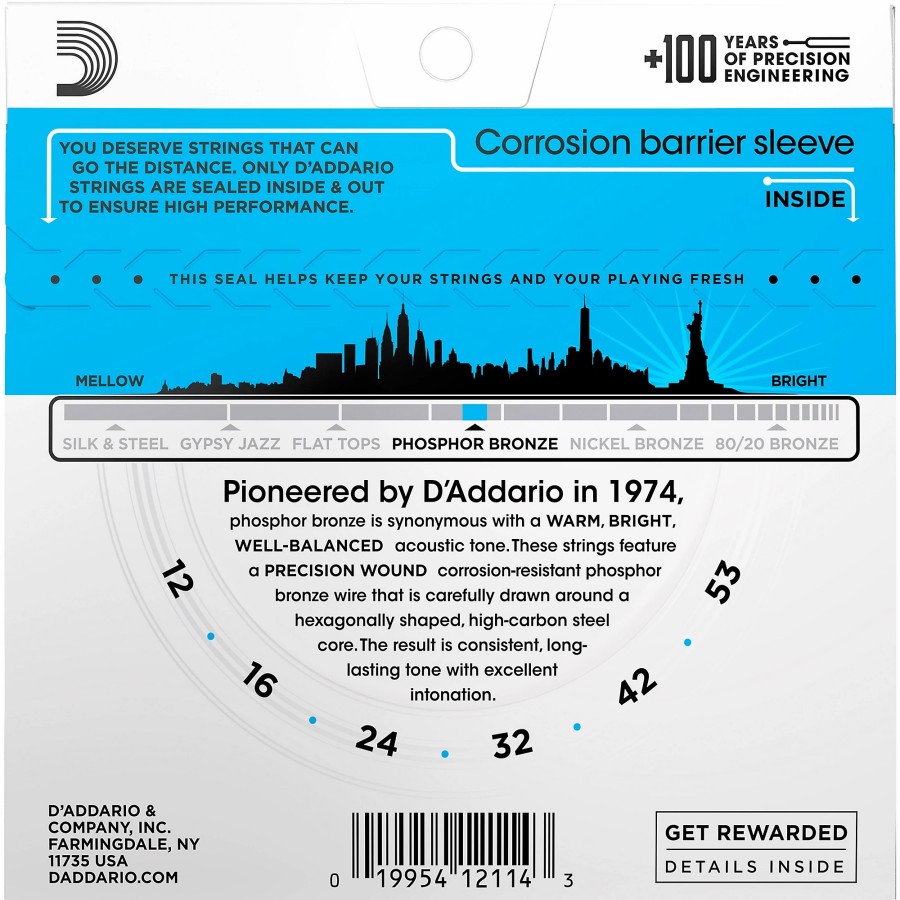 Guitars D'Addario Guitar Strings | D'Addario Ej16 Phosphor Bronze Light Acoustic Guitar Strings Single Pack