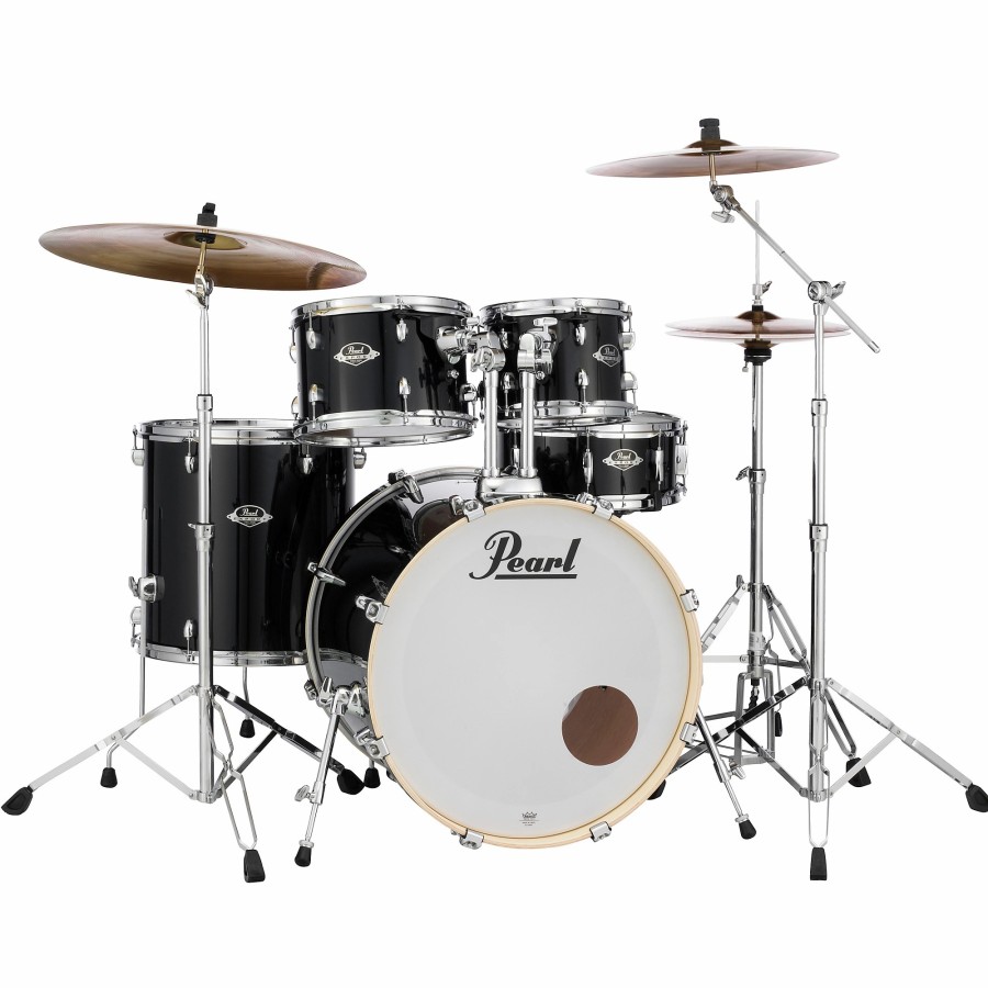 Drums Pearl Drum Sets | Pearl Export New Fusion 5-Piece Drum Set With Hardware Jet Black