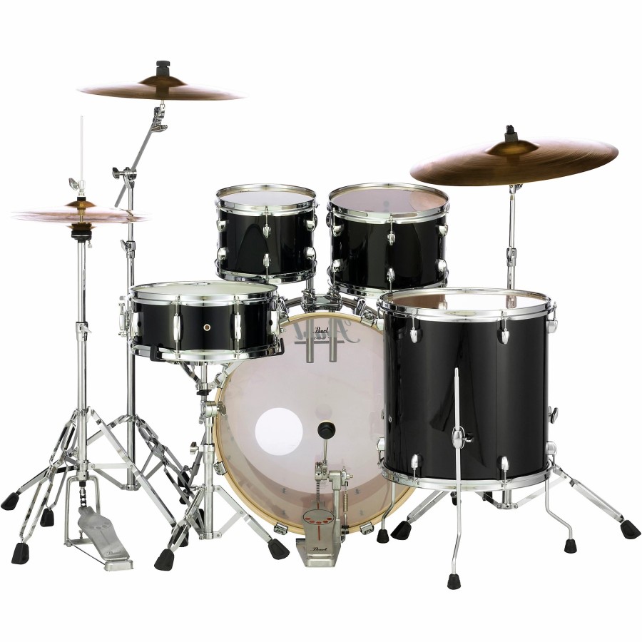 Drums Pearl Drum Sets | Pearl Export New Fusion 5-Piece Drum Set With Hardware Jet Black