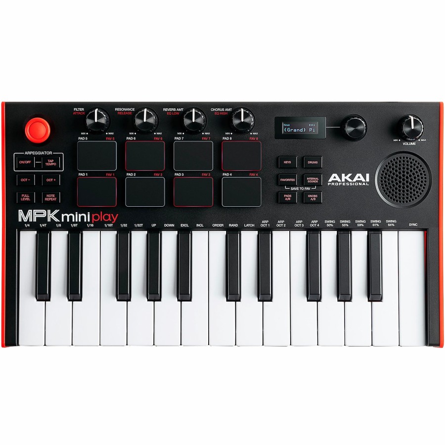 Keyboards & Midi Akai Professional Midi Controllers | Akai Professional Mpk Mini Play Mk3 Mini Controller Keyboard With Built-In Speaker