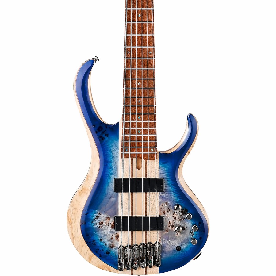 Basses Ibanez 6+ String | Ibanez Btb846 6-String Electric Bass Guitar Cerulean Blue Burst Low Gloss